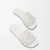 Petal Anagram slide in soft calfskin Anthurium White Petal Anagram slide in soft calfskin Anthurium White