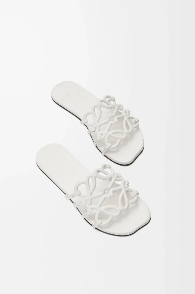Petal Anagram slide in soft calfskin Anthurium White Petal Anagram slide in soft calfskin Anthurium White