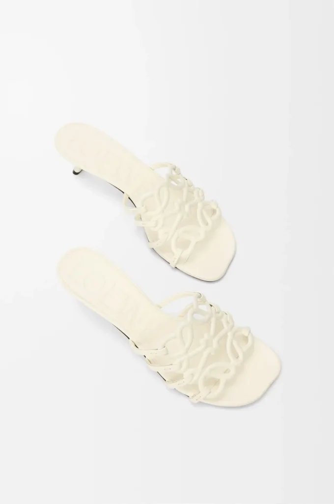 Petal Anagram slide in soft calfskin Anthurium White Petal Anagram slide in soft calfskin Anthurium White