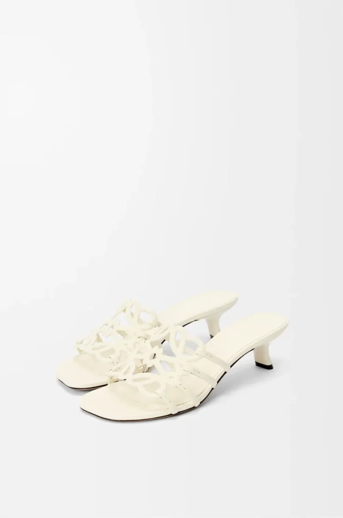 Petal Anagram slide in soft calfskin Anthurium White Petal Anagram slide in soft calfskin Anthurium White