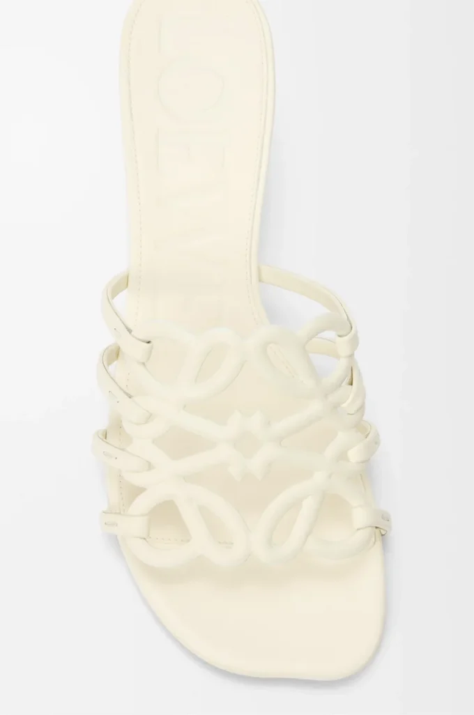 Petal Anagram slide in soft calfskin Anthurium White Petal Anagram slide in soft calfskin Anthurium White