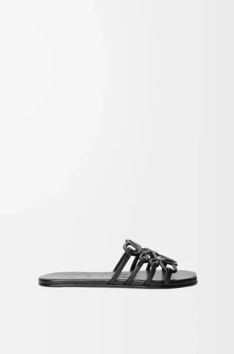 Petal Anagram slide in soft calfskin Black Petal Anagram slide in soft calfskin Black