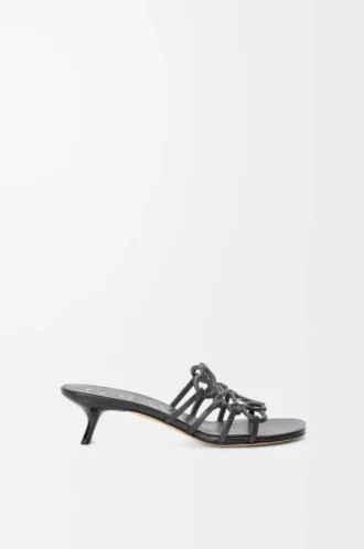 Petal Anagram slide in soft calfskin Black