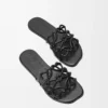 Petal Anagram slide in soft calfskin Black Petal Anagram slide in soft calfskin Black