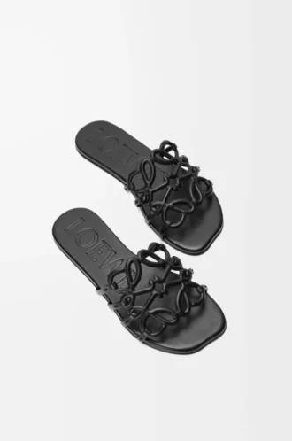 Petal Anagram slide in soft calfskin Black Petal Anagram slide in soft calfskin Black