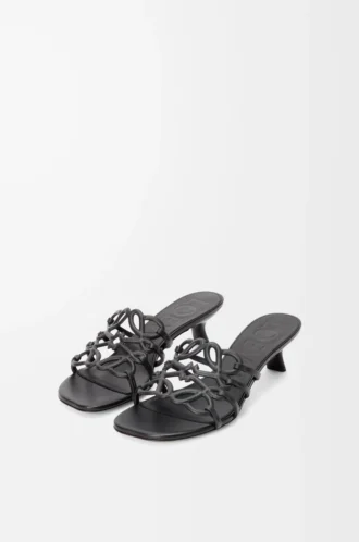 Petal Anagram slide in soft calfskin Black