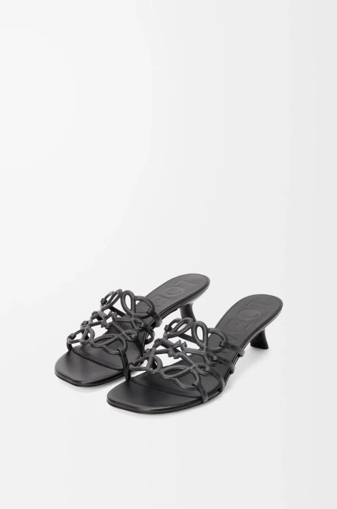 Petal Anagram slide in soft calfskin Black Petal Anagram slide in soft calfskin Black