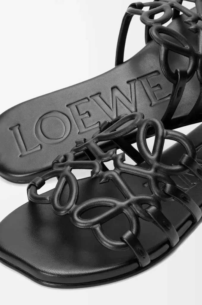 Petal Anagram slide in soft calfskin Black Petal Anagram slide in soft calfskin Black