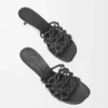 Petal Anagram slide in soft calfskin Black Petal Anagram slide in soft calfskin Black