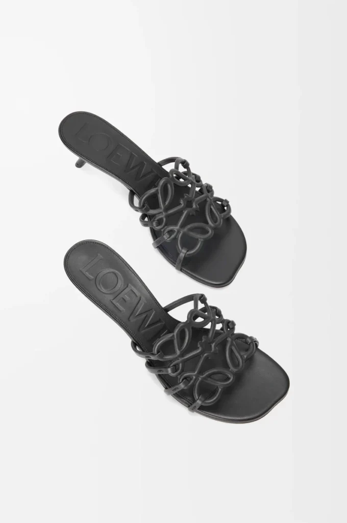 Petal Anagram slide in soft calfskin Black Petal Anagram slide in soft calfskin Black