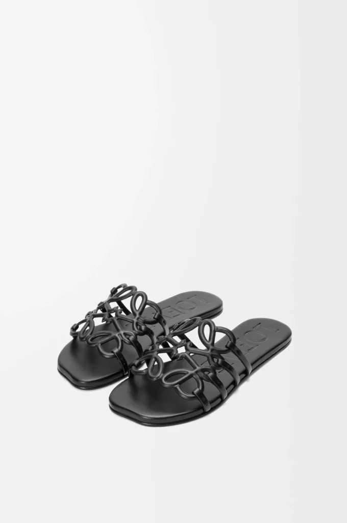 Petal Anagram slide in soft calfskin Black Petal Anagram slide in soft calfskin Black