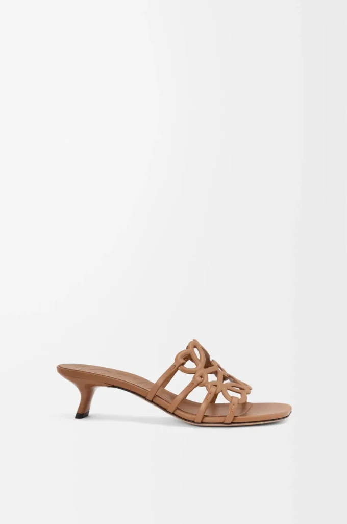 Petal Anagram slide in soft calfskin Camel Petal Anagram slide in soft calfskin Camel