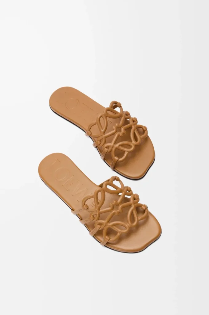 Petal Anagram slide in soft calfskin Camel Petal Anagram slide in soft calfskin Camel
