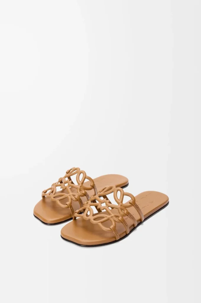 Petal Anagram slide in soft calfskin Camel Petal Anagram slide in soft calfskin Camel