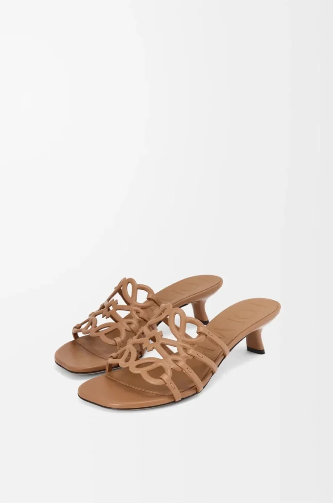 Petal Anagram slide in soft calfskin Camel Petal Anagram slide in soft calfskin Camel