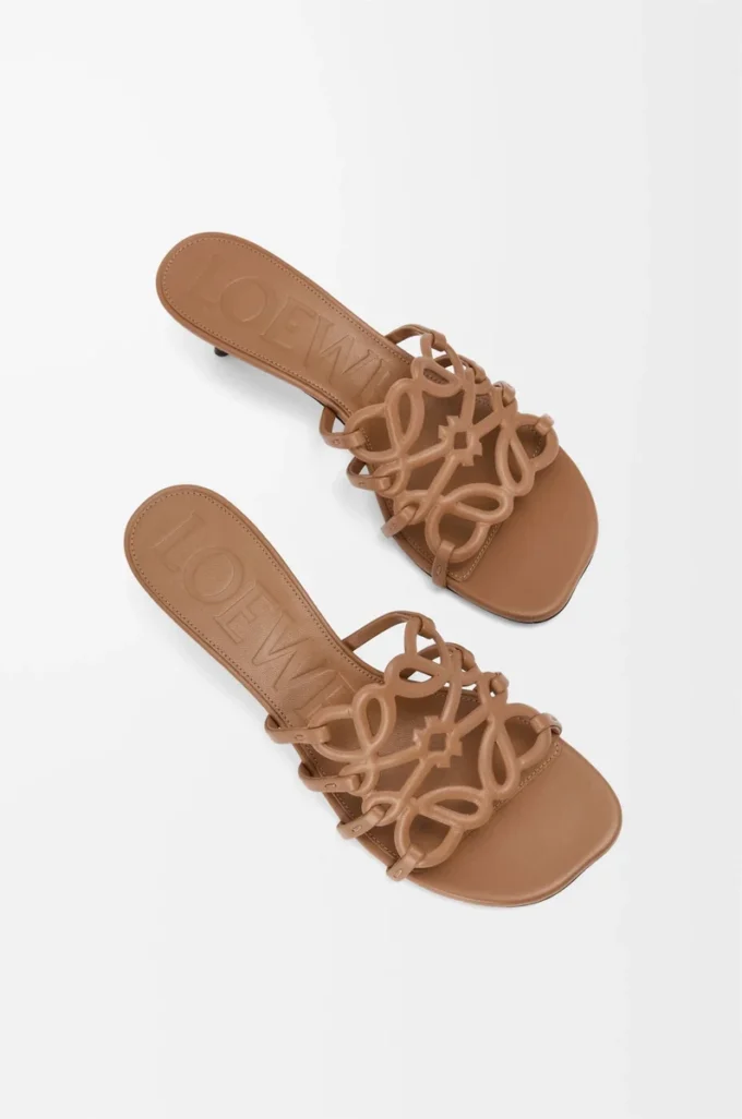Petal Anagram slide in soft calfskin Camel Petal Anagram slide in soft calfskin Camel