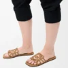 Petal Anagram slide in soft calfskin Camel Petal Anagram slide in soft calfskin Camel