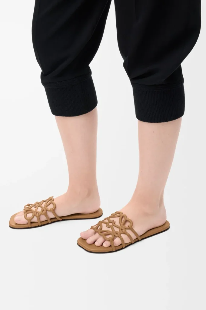 Petal Anagram slide in soft calfskin Camel Petal Anagram slide in soft calfskin Camel