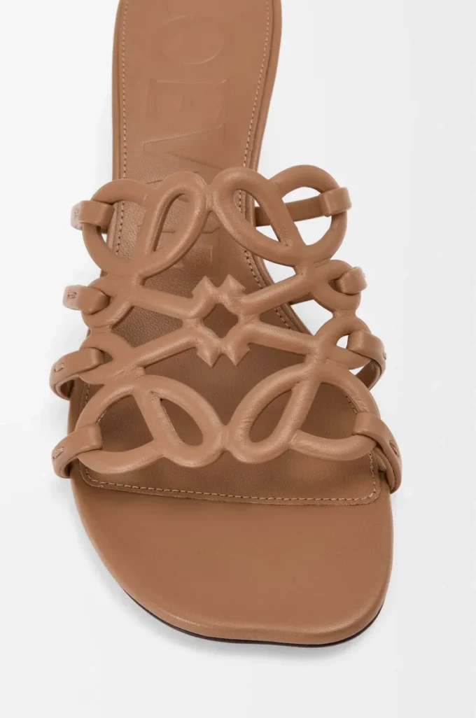Petal Anagram slide in soft calfskin Camel Petal Anagram slide in soft calfskin Camel