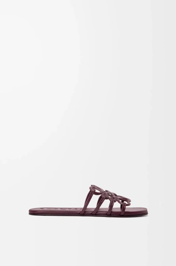 Petal Anagram slide in soft calfskin Dark Burgundy Petal Anagram slide in soft calfskin Dark Burgundy