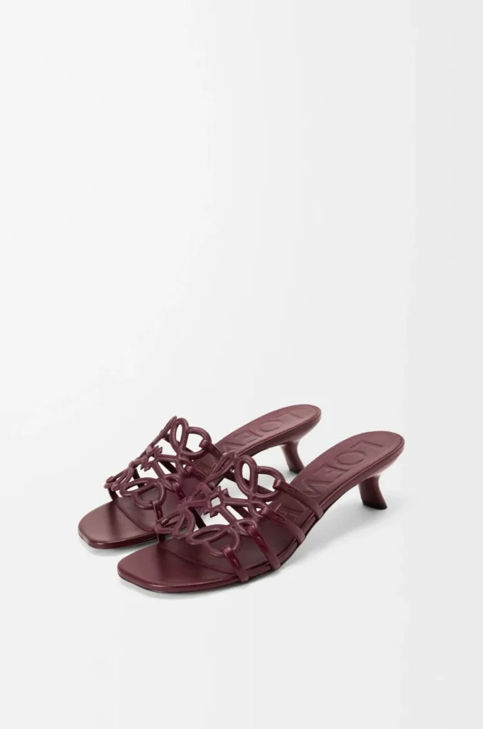 Petal Anagram slide in soft calfskin Dark Burgundy