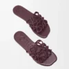 Petal Anagram slide in soft calfskin Dark Burgundy Petal Anagram slide in soft calfskin Dark Burgundy