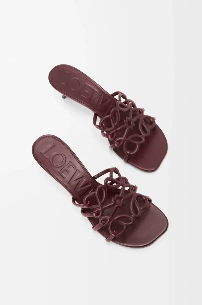 Petal Anagram slide in soft calfskin Dark Burgundy