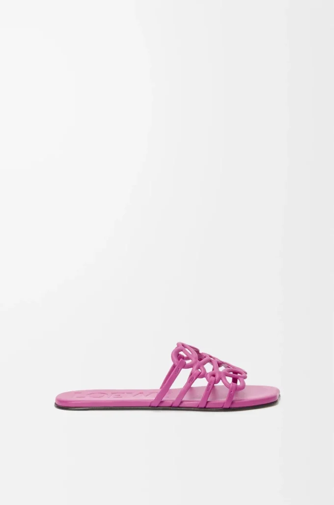 Petal Anagram slide in soft calfskin Fuchsia Petal Anagram slide in soft calfskin Fuchsia