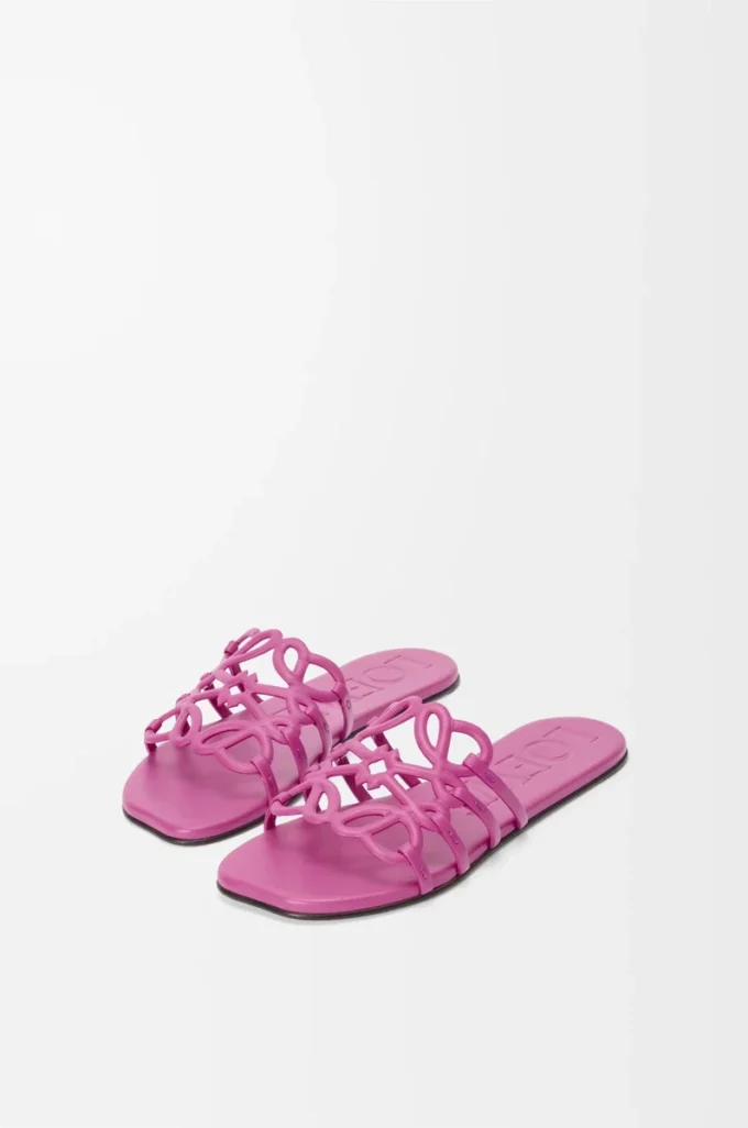 Petal Anagram slide in soft calfskin Fuchsia Petal Anagram slide in soft calfskin Fuchsia