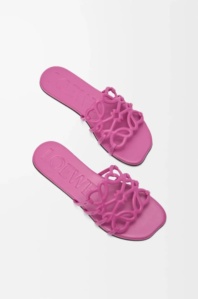 Petal Anagram slide in soft calfskin Fuchsia Petal Anagram slide in soft calfskin Fuchsia