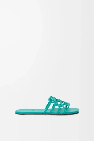 Petal Anagram slide in soft calfskin Turquoise