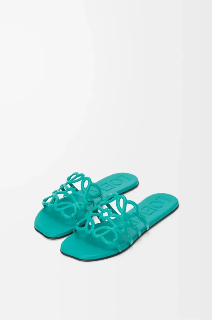 Petal Anagram slide in soft calfskin Turquoise Petal Anagram slide in soft calfskin Turquoise