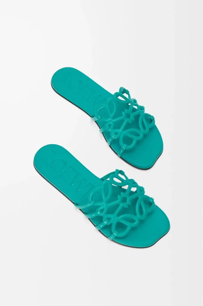 Petal Anagram slide in soft calfskin Turquoise Petal Anagram slide in soft calfskin Turquoise