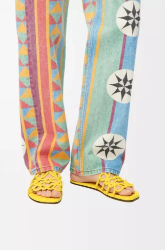 Petal Anagram slide in soft calfskin Yellow