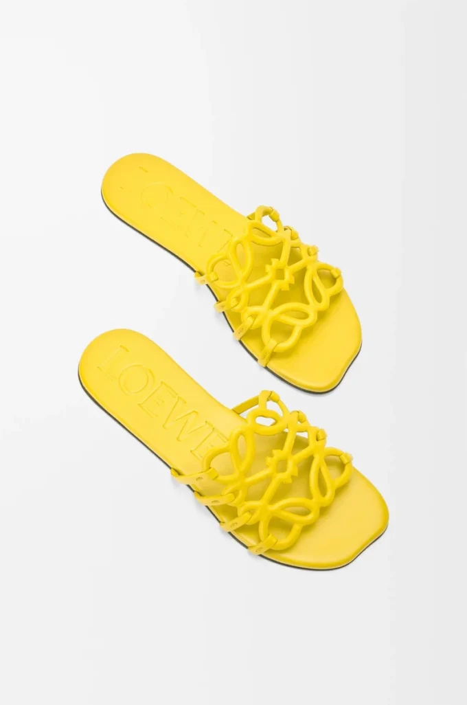 Petal Anagram slide in soft calfskin Yellow Petal Anagram slide in soft calfskin Yellow
