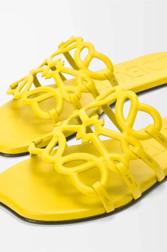 Petal Anagram slide in soft calfskin Yellow Petal Anagram slide in soft calfskin Yellow