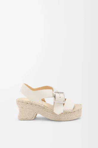 Petal espadrille platform sandal in soft calfskin	White