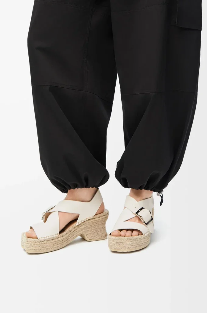 Petal espadrille platform sandal in soft calfskin White Petal espadrille platform sandal in soft calfskin White