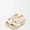 Petal espadrille platform sandal in soft calfskin White Petal espadrille platform sandal in soft calfskin White