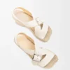 Petal espadrille platform sandal in soft calfskin White Petal espadrille platform sandal in soft calfskin White