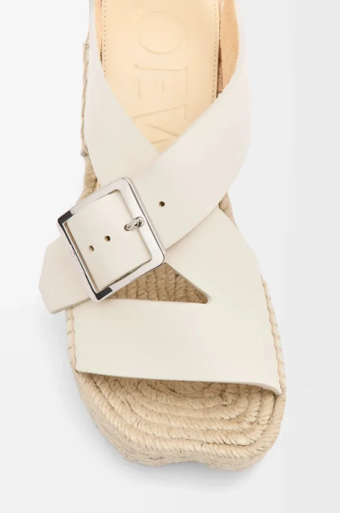 Petal espadrille platform sandal in soft calfskin White Petal espadrille platform sandal in soft calfskin White