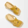 Petal espadrille platform sandal in vegetable-tanned calfskin Ochre