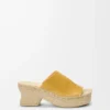 Petal espadrille platform slide in vegetable-tanned calfskin Ochre