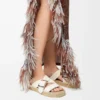 Petal espadrille slide in soft calfskin White Petal espadrille slide in soft calfskin White