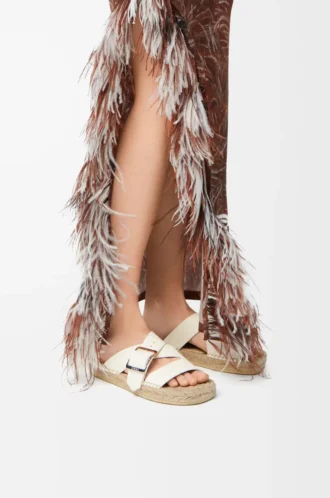 Petal espadrille slide in soft calfskin White
