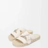 Petal espadrille slide in soft calfskin White Petal espadrille slide in soft calfskin White