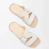 Petal espadrille slide in soft calfskin White Petal espadrille slide in soft calfskin White