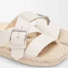 Petal espadrille slide in soft calfskin White Petal espadrille slide in soft calfskin White