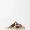 Petal espadrille slide in vegetable-tanned calfskin Brown