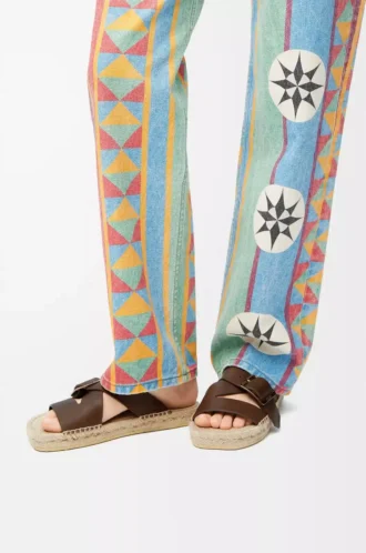 Petal espadrille slide in vegetable-tanned calfskin Brown